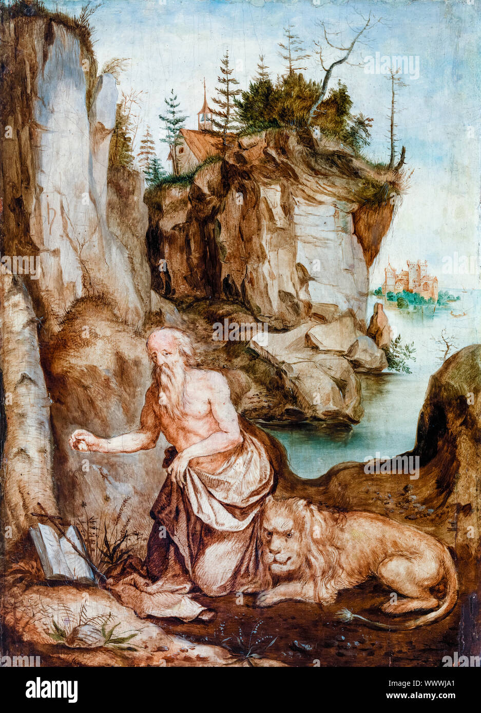 Albrecht Dürer, Hieronymus und der Löwe, Malerei, 1500-1550 Stockfoto