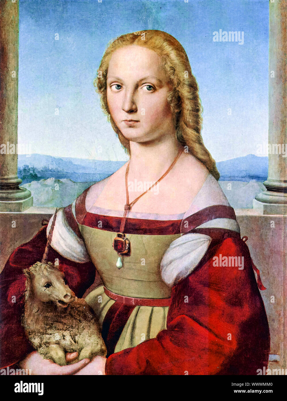 Raphael, junge Frau mit einem Einhorn, Malerei, 1505-1506 Stockfoto