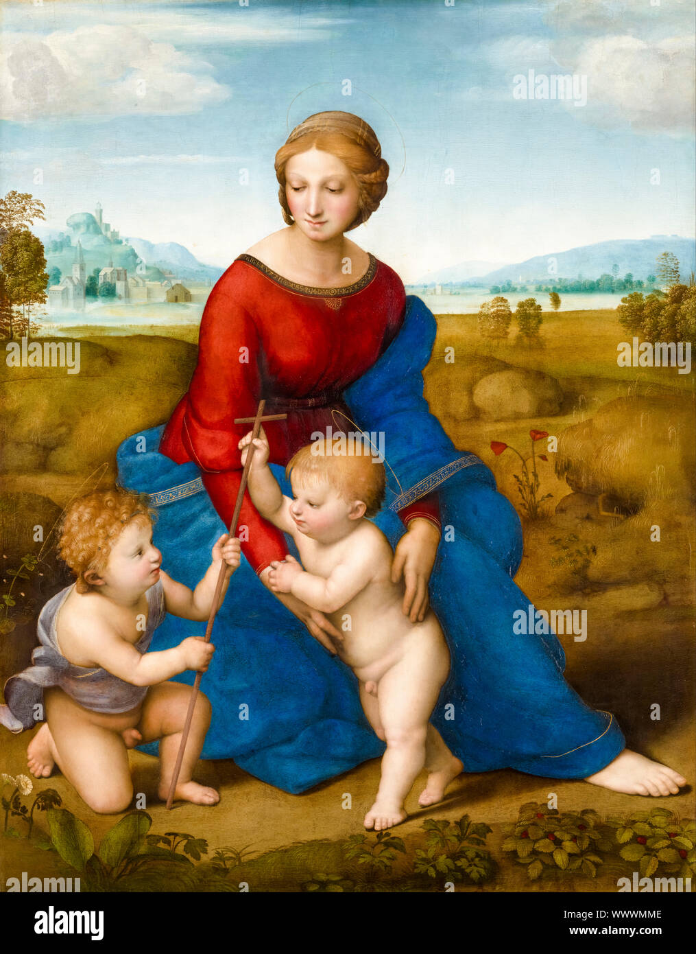 Raphael, Madonna del Prato (Madonna auf der Wiese), Renaissance-Malerei, 1505-1506 Stockfoto