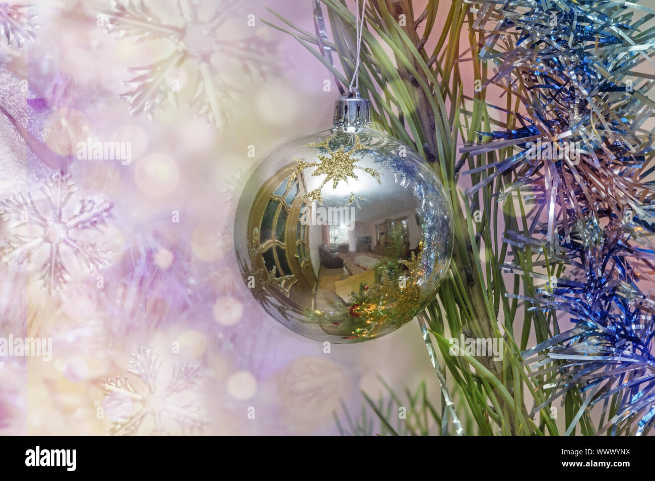 Weihnachtsgrüße, festlichen Hintergrund für die Bilder. Stockfoto