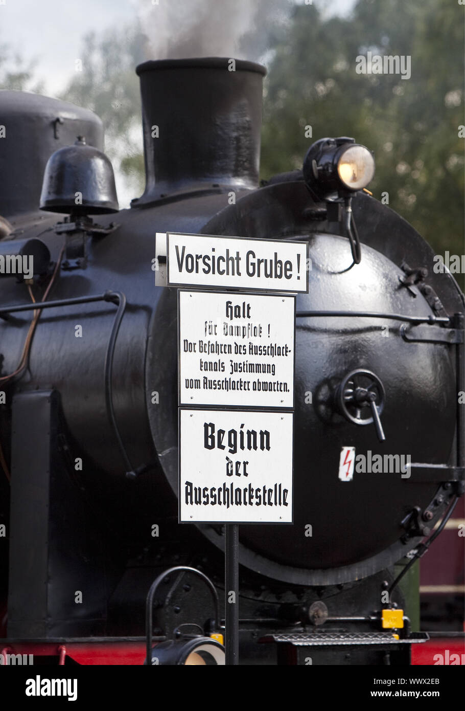 Rauchen Dampflok, Bochum Dahlhausen Eisenbahnmuseum, Ruhrgebiet, Deutschland, Europa Stockfoto