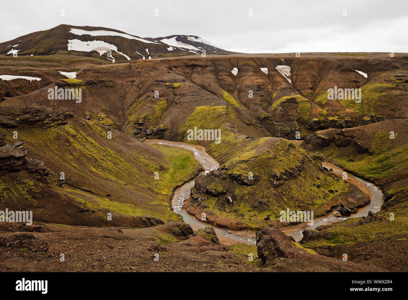 Fluß im Gebirge öde Landschaft bend, Kerlingarfjoell, Island, Europa Stockfoto