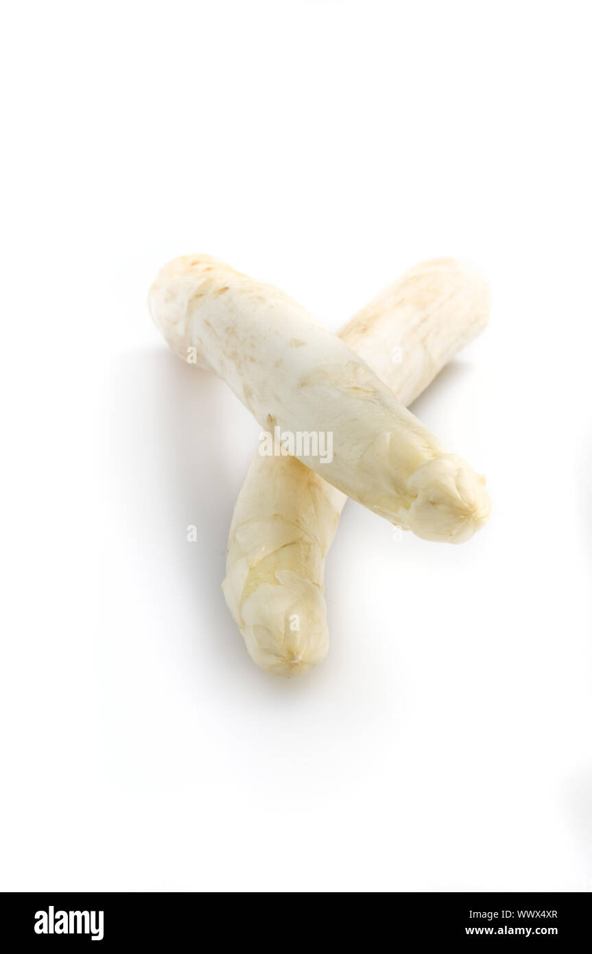 Schöne weiße jumbo Spargel aus der Nähe schießen Stockfoto