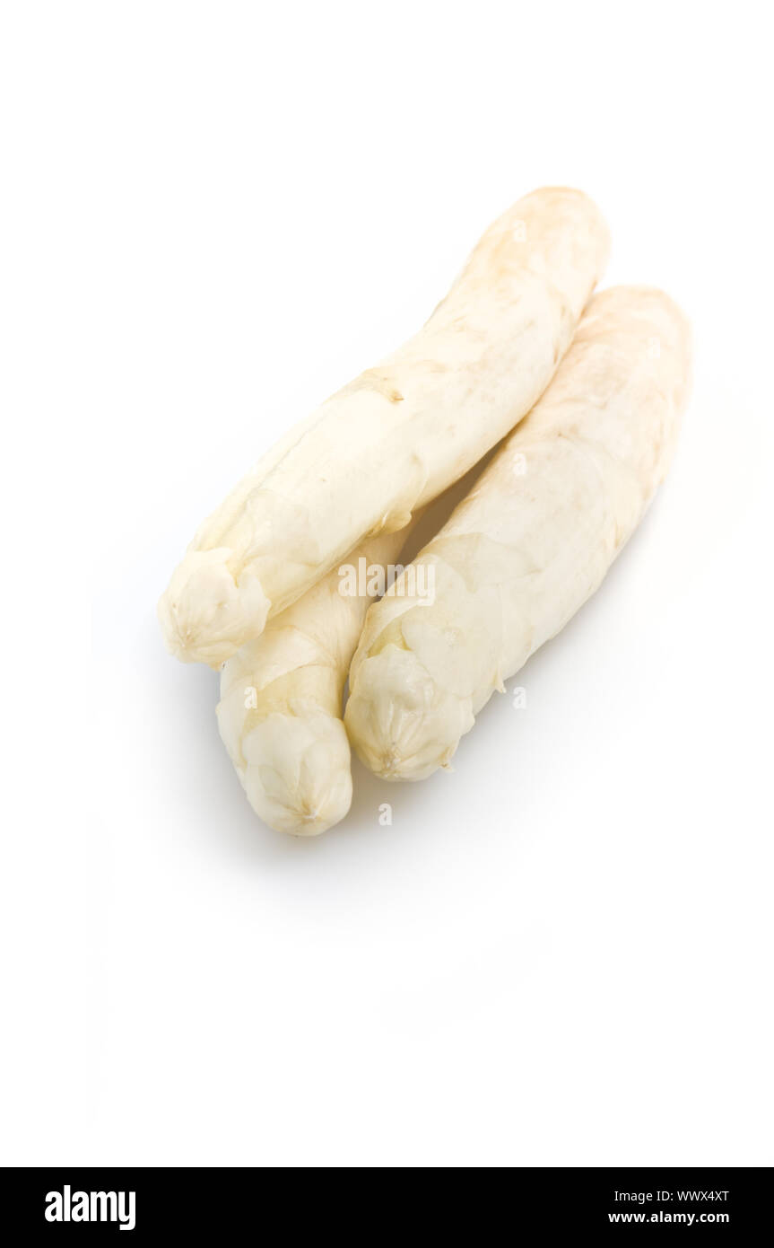 Schöne weiße jumbo Spargel aus der Nähe schießen Stockfoto