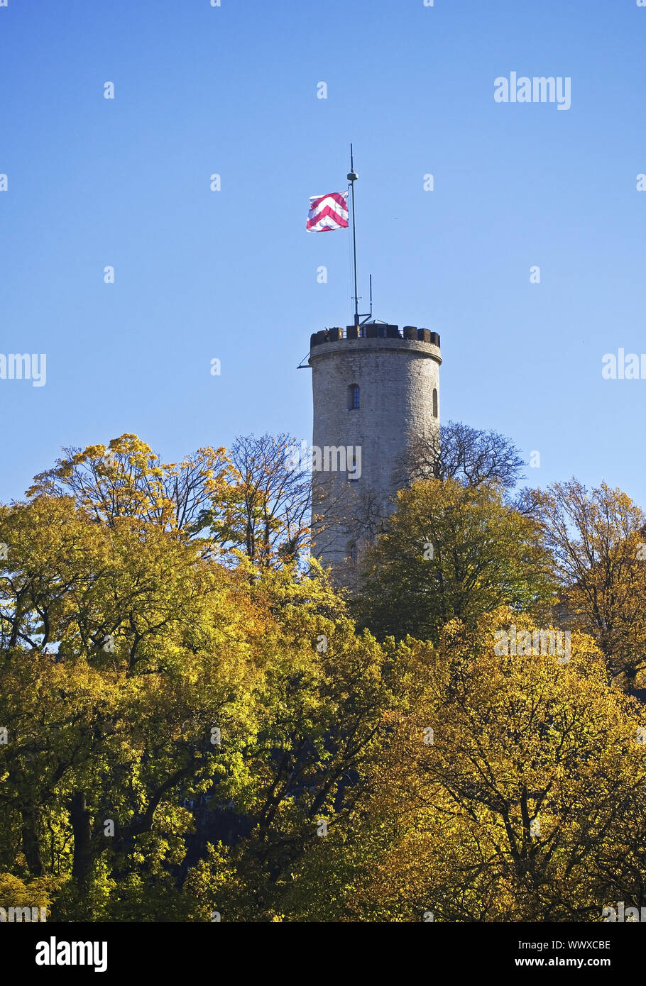 Turm der Burg Sparrenburg, Bielefeld, Ostwestfalen, NRW, Deutschland, Europa Stockfoto