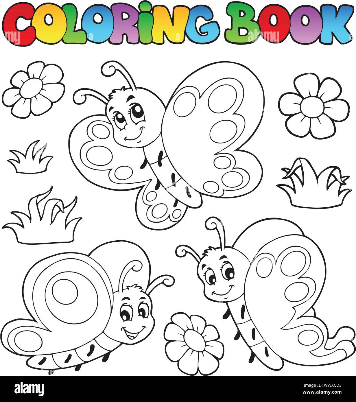Malbuch mit Schmetterlingen 2 Stock Vektor