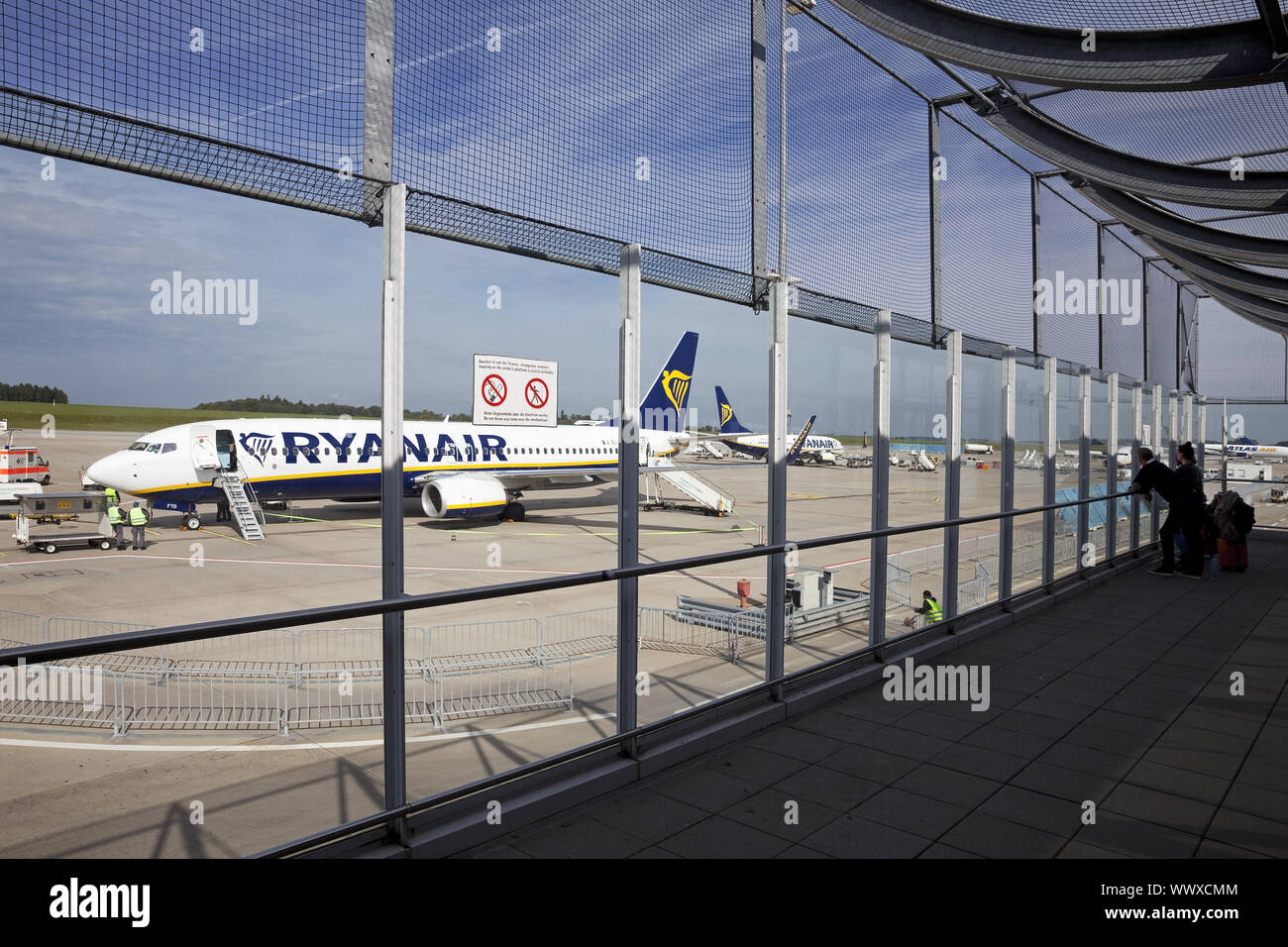 Flughafen Frankfurt-Hahn mit airplaine von Ryan Air, Rheinland-Pfalz, Deutschland, Europa Stockfoto
