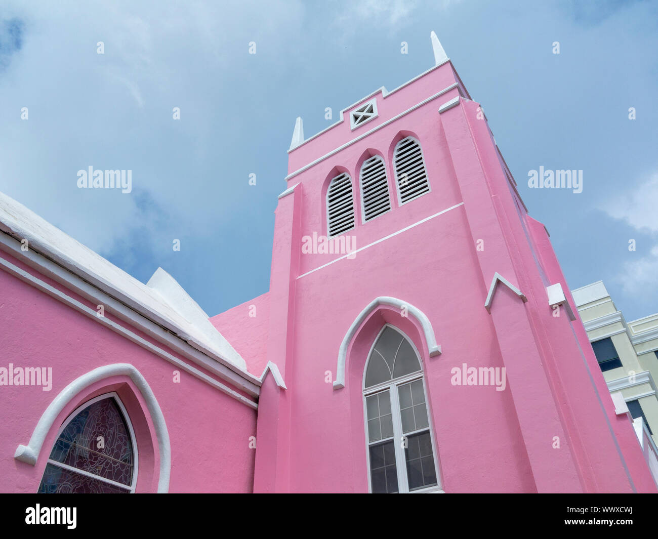 Die lackierten rosa Kirche des hl. Andreas, Hamilton, Bermuda Stockfoto