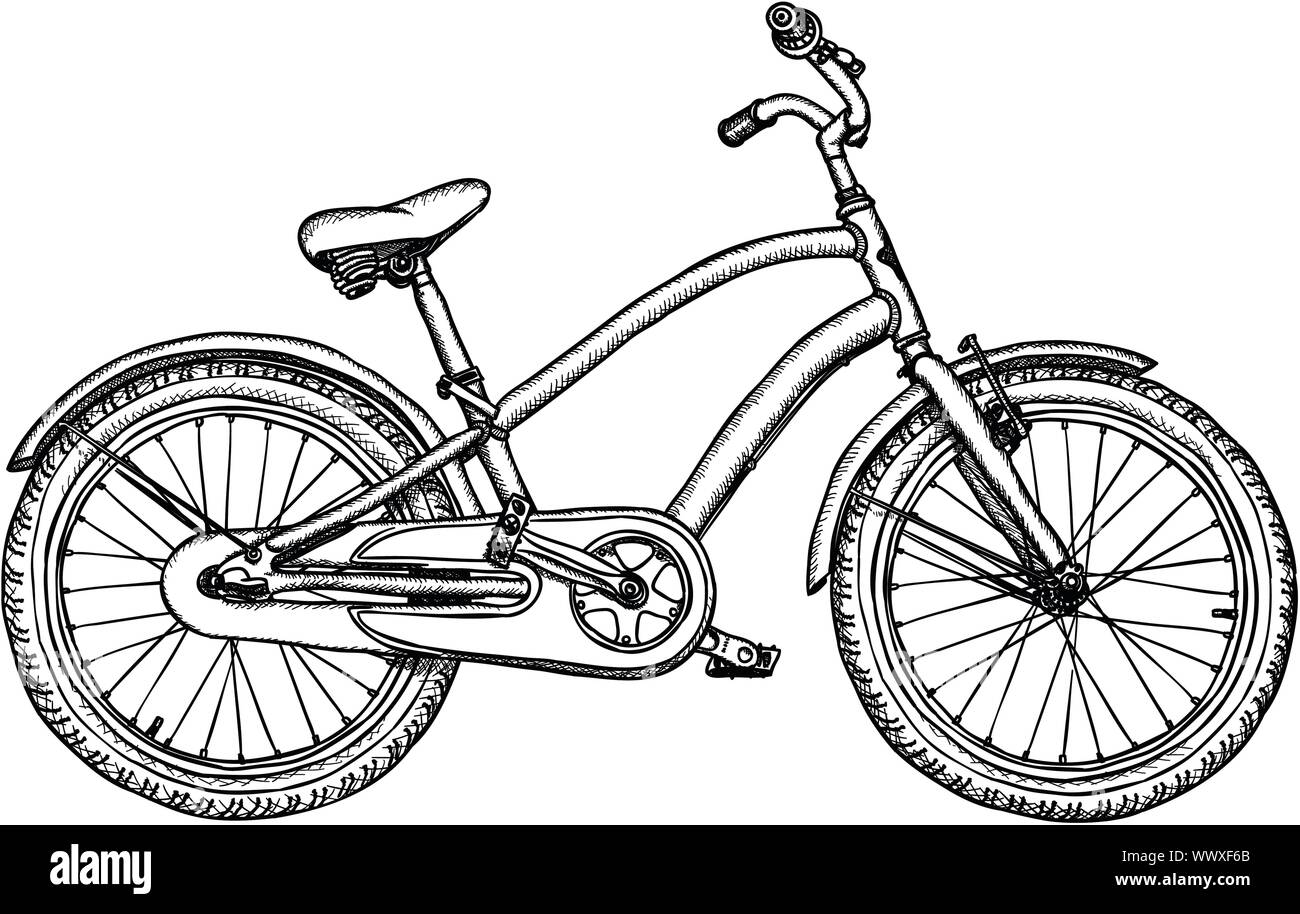 Altes Fahrrad-Vector grobe Zeichnung Stock Vektor