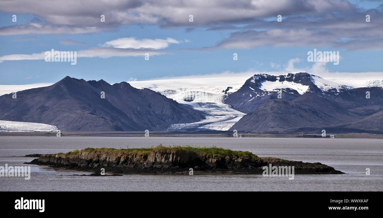 Blick von Hoefn über den Nationalpark Vatnajoekull Hornarfjoerdur zu, Osten Island, Island, Europa Stockfoto