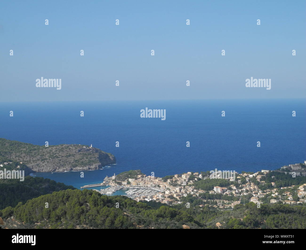 Blick auf Port de Sóller, Mallorca Stockfoto