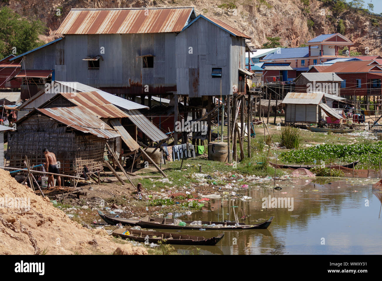 Slums in Siem Reap, Kambodscha, etwas außerhalb des touristischen Bereich Stockfoto