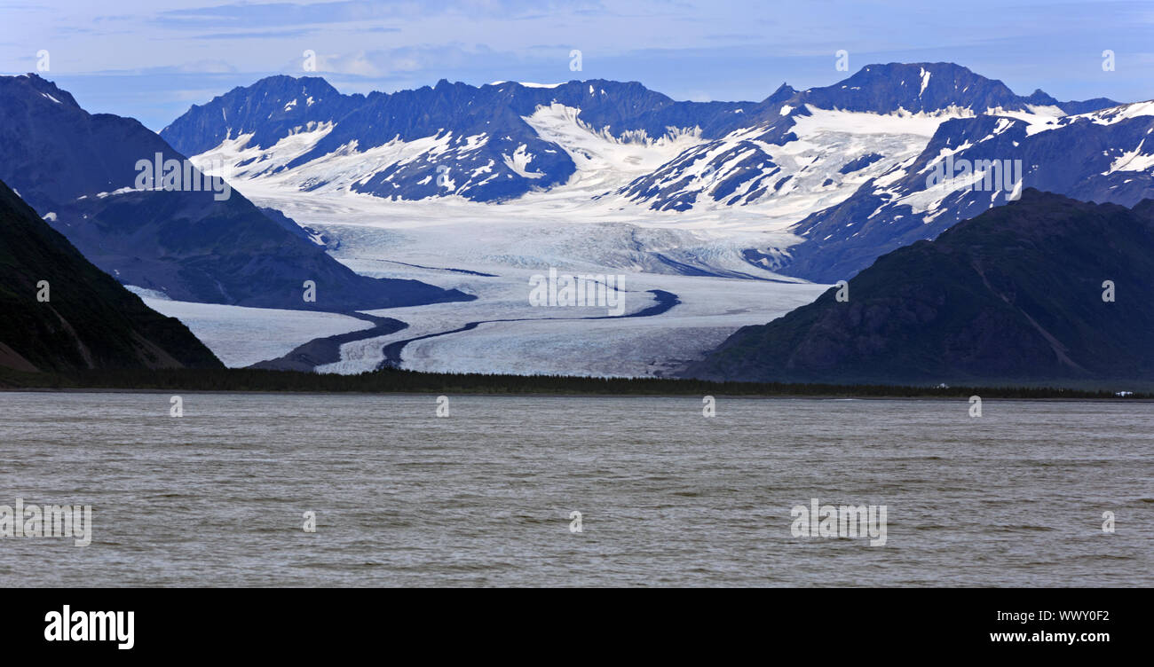 Panorama der Columbia Gletscher in Alaska Stockfoto