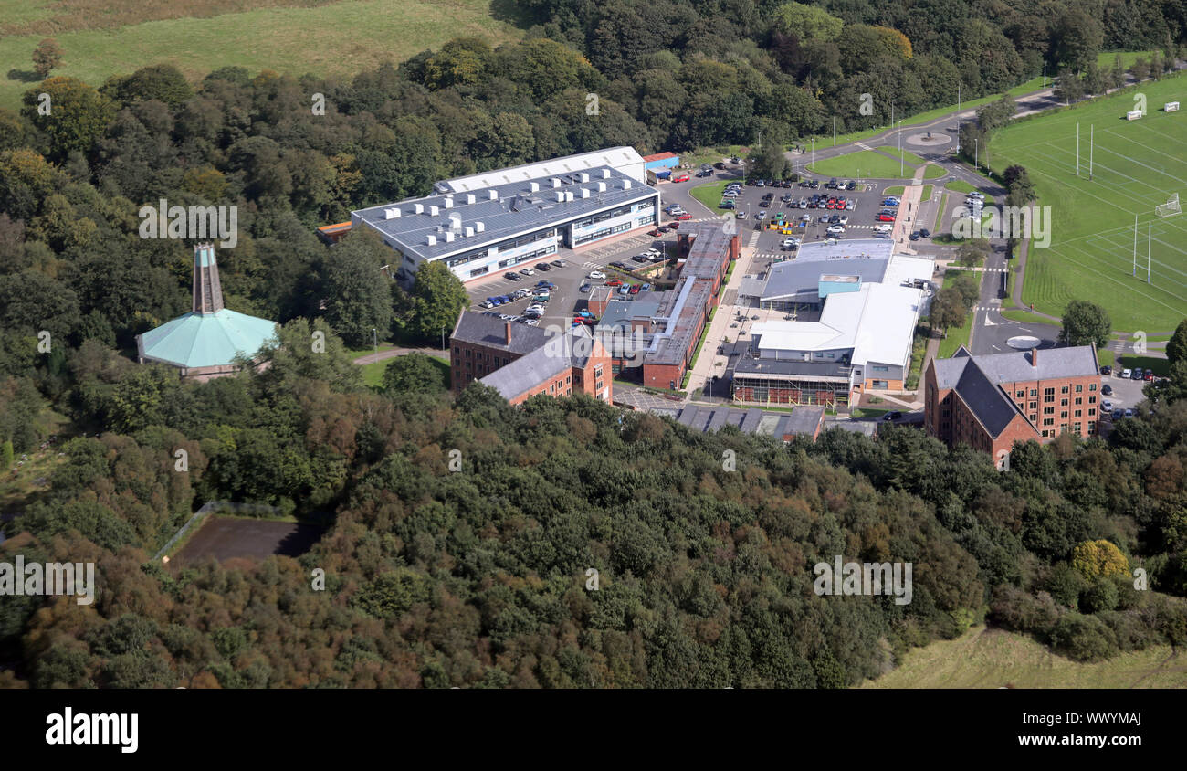 Luftaufnahme von Hopwood Hall College, Middleton, Greater Manchester, UK Stockfoto