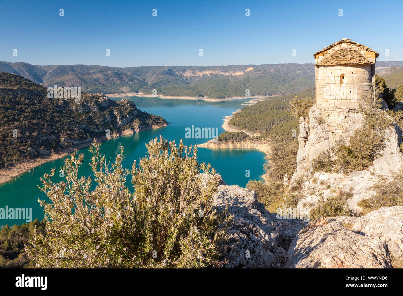 Kapelle von La Pertusa in Congost de Montrebei, Serra del Montsec, La Noguera, Lleida, Spanien Stockfoto