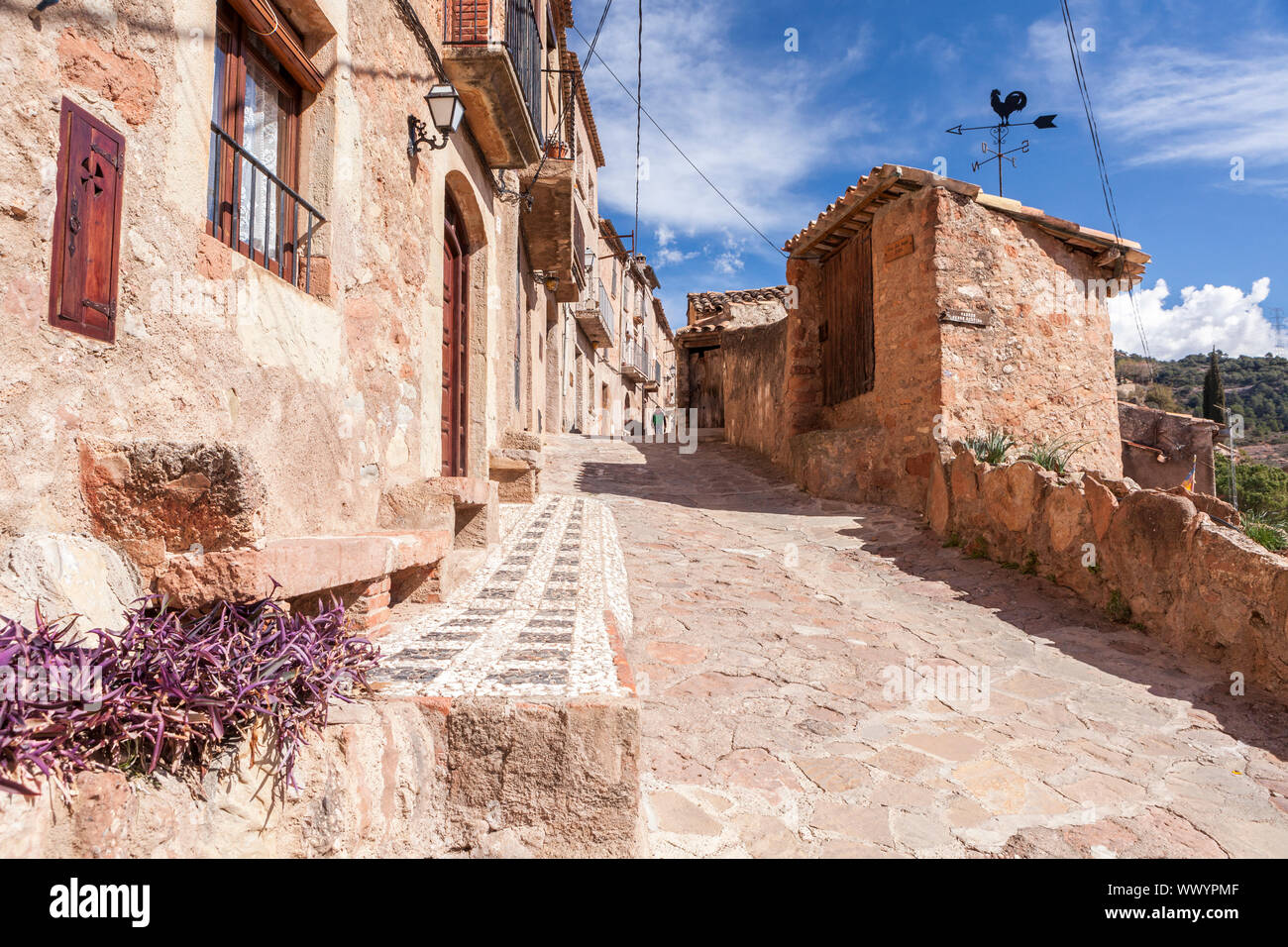Mura Dorf im Naturpark Sant Llorenç Del Munt i l'Obac, Barcelona, Spanien Stockfoto
