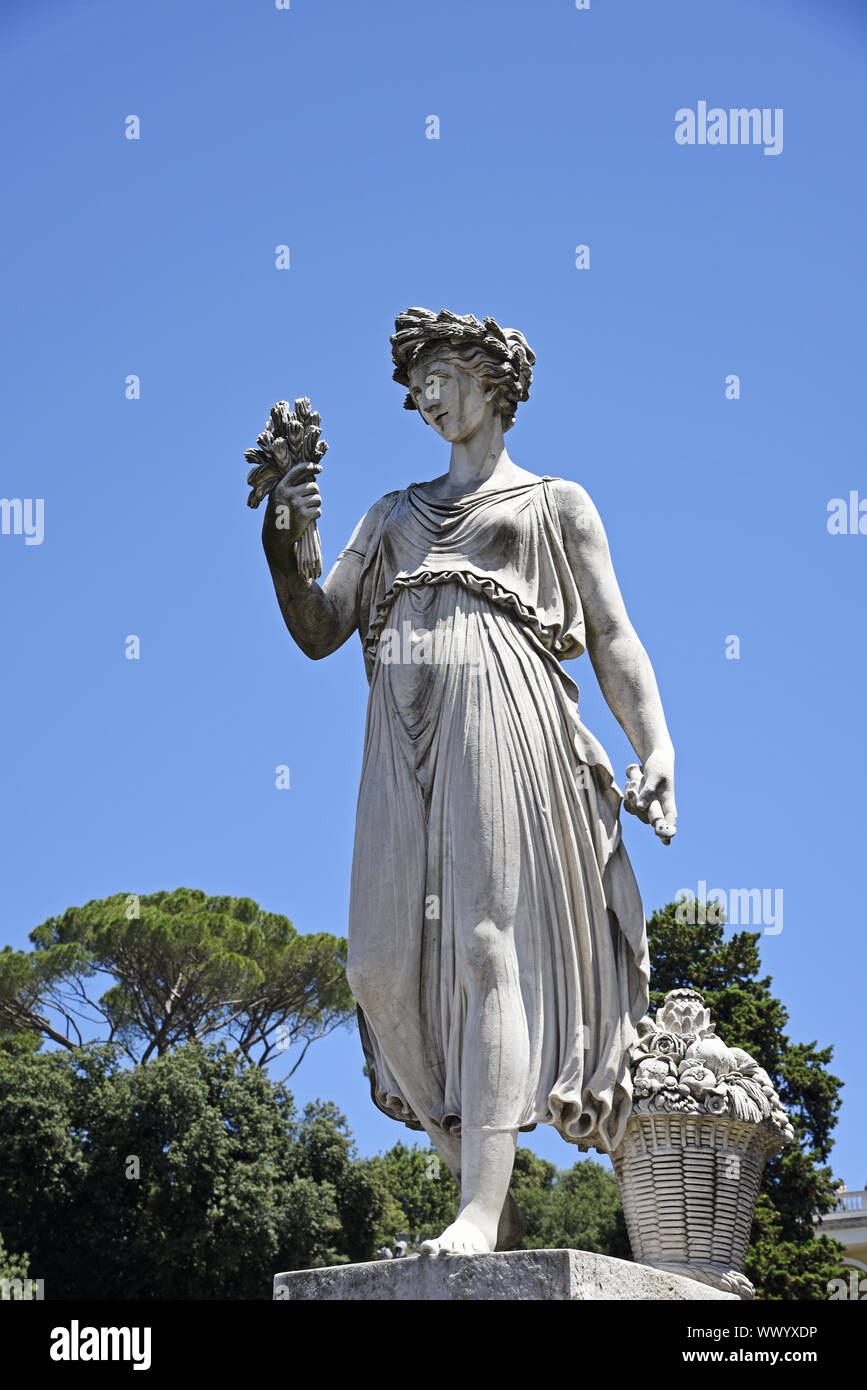 L'Estate, Sommer, Four Seasons, Statue, Piazza del Popolo Square, Rom, Italien, Europa Stockfoto