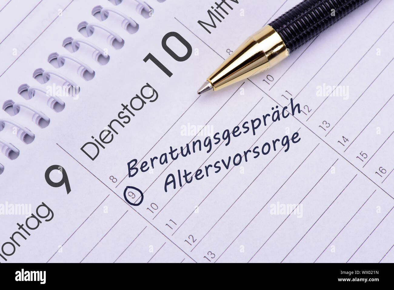 Beratung und Altersvorsorge Stockfoto