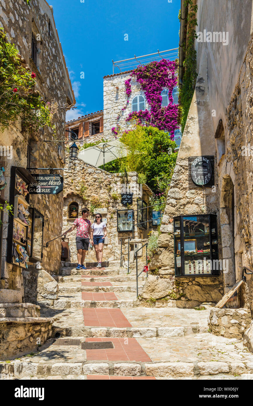 Das mittelalterliche Dorf Eze, Alpes Maritimes, Provence Alpes Cote D'Azur, Französische Riviera, Frankreich, Europa Stockfoto