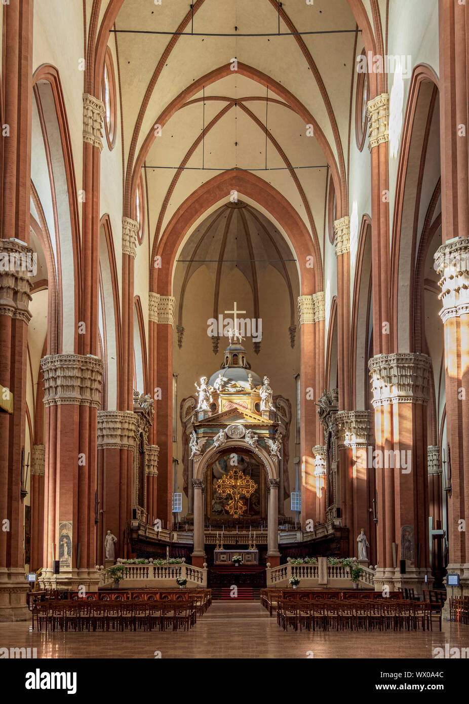 Basilika San Petronio, Interieur, Piazza Maggiore, Bologna, Emilia Romagna, Italien, Europa Stockfoto