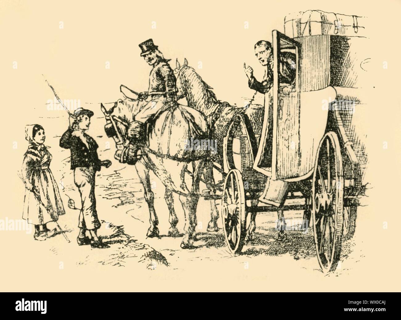 "Beförderung der Tutor met Die', (1907). Der junge Mendelssohn verloren geht auf die Reise in die Schweiz: "Sie hatten den Wagen in Potsdam zu ändern, und... Felix war plötzlich verpasst... hatte der Junge hinter in Potsdam. Der Tutor... mit den Schwänzen zurück an seiner Seite sitzt, staubig und fusskranken, aber ansonsten so frisch wie wenn er begonnen hatte. Er hatte, es schien, aus der Partei verirrt ... und bestimmt die Reise nach Brandenburg zu Fuß durchführen. Ein kleiner Bauer - Mädchen ihn verband ... bis die Beförderung der Tutor sie ungefähr eine Meile met aus dem nächsten Einhalt zu gebieten." Eine Episode aus dem Leben der Ge Stockfoto