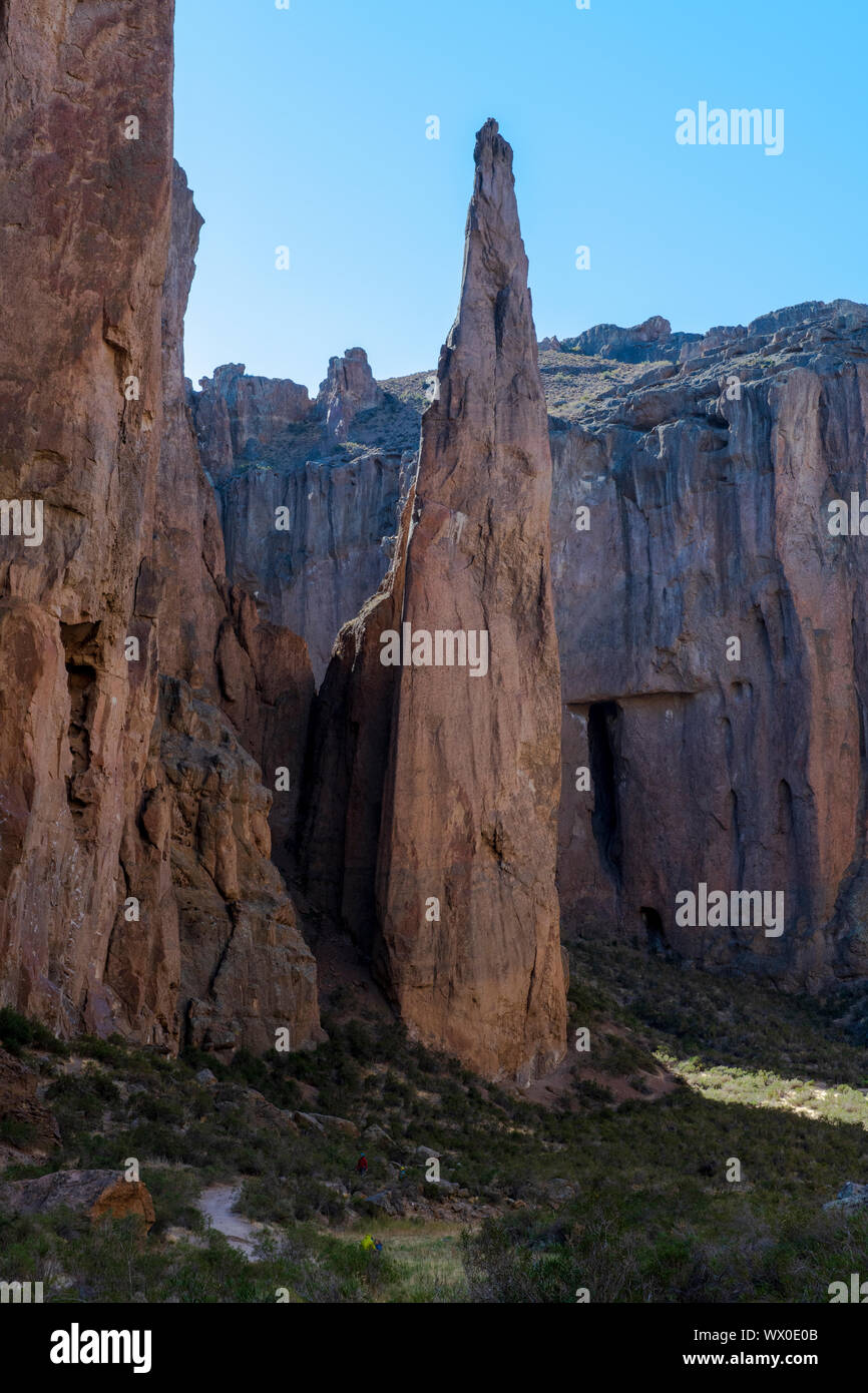 Felsformation in der Schlucht des Piedra Parada (Gualjaina), Provinz Chubut, Patagonien, Argentinien, Südamerika Stockfoto