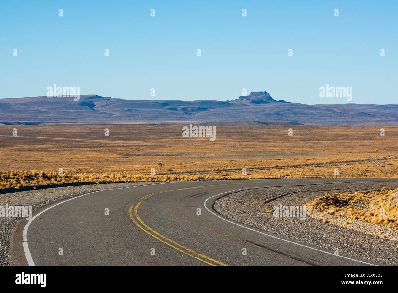 Straße durch eine Landschaft, die nationale Route 40, Patagonien, Argentinien, Südamerika Stockfoto