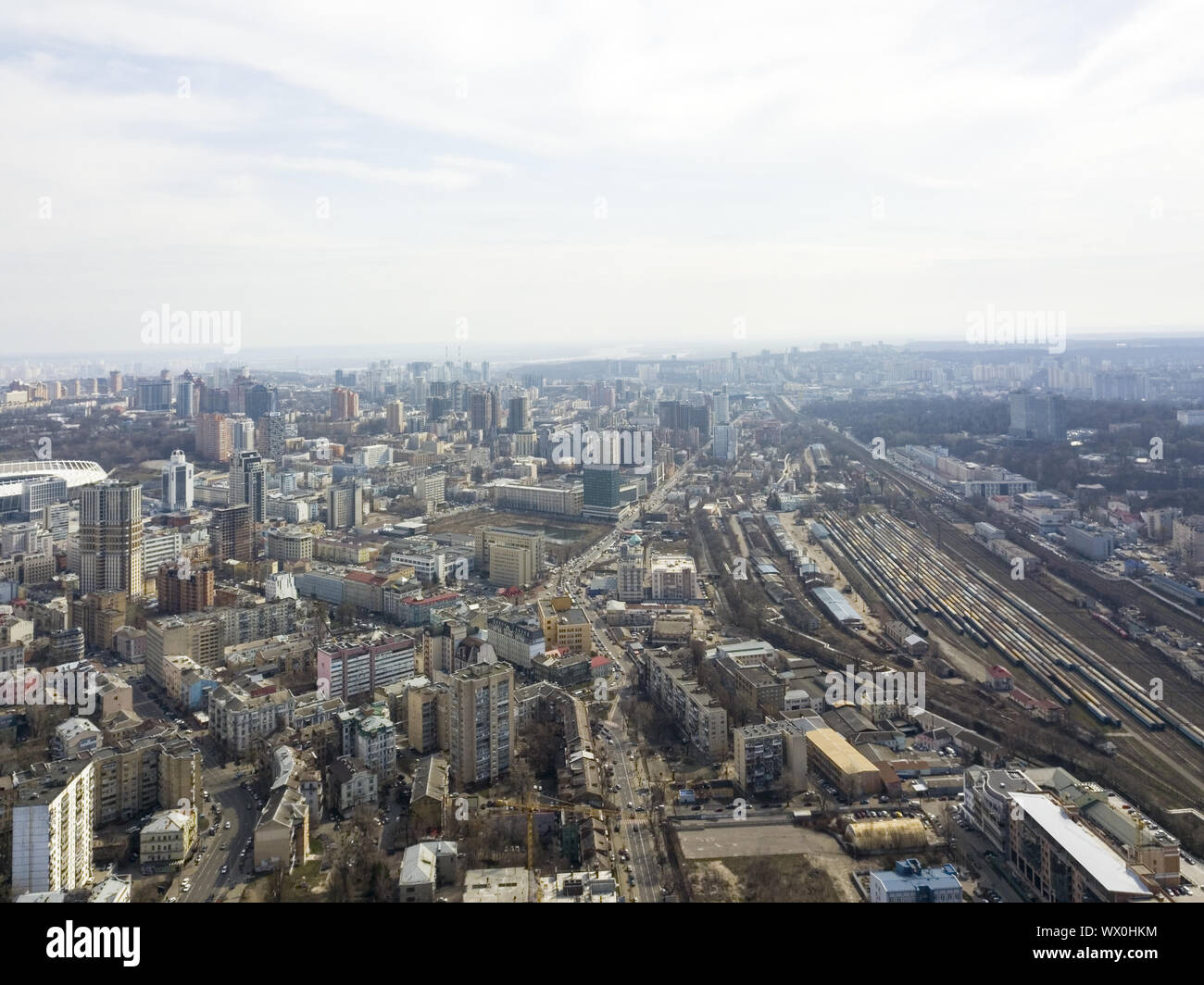 Kiew, Ukraine - April 7, 2018: Luftbild Frühling Stadt Landschaft Stockfoto