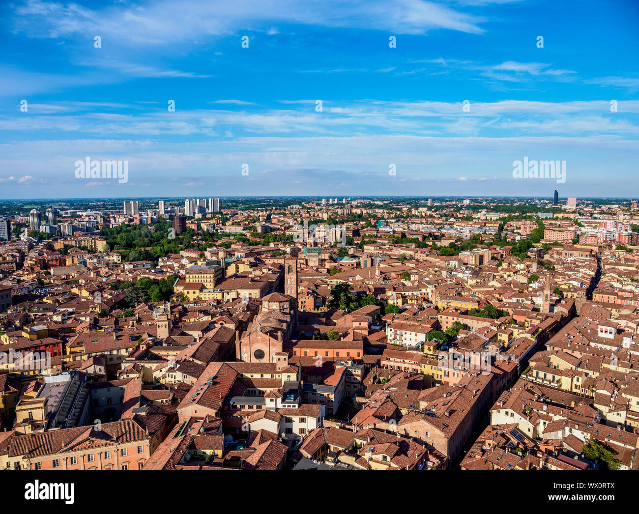 Blick von der Asinelli Turm, Bologna, Emilia Romagna, Italien, Europa Stockfoto