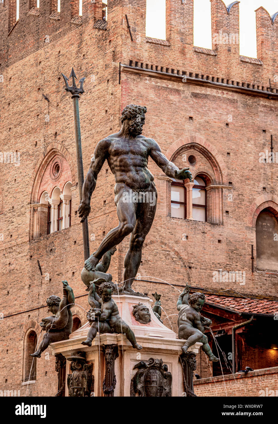 Neptunbrunnen, Piazza del Nettuno, Bologna, Emilia Romagna, Italien, Europa Stockfoto
