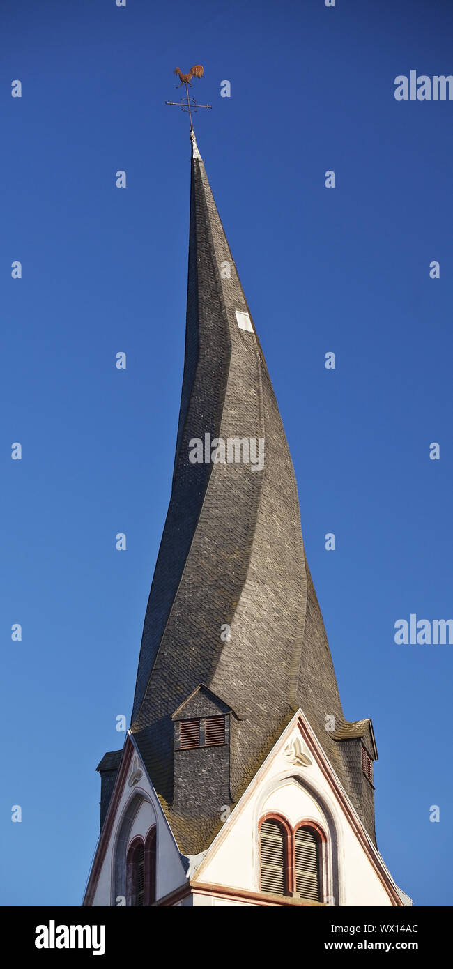 Die verdrehten Turm der Pfarrkirche St. Clemens, Sehenswürdigkeiten, Mayen, Eifel, Deutschland, Europa Stockfoto