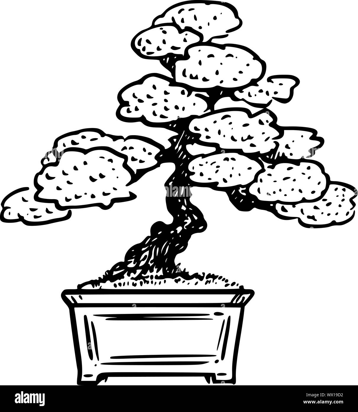 Vektor Komikbild konzeptionelle Darstellung der Kiefer Bonsai. Stock Vektor