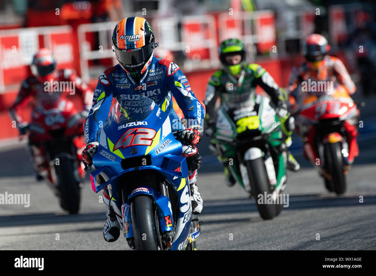 ALEX RINS, Spanischer Reiter Nummer 42 für SUZUKI TEAM in der Motogp am Samstag das Freie Training & Qualifikation Der Motogp von San Marino und Riviera O Stockfoto