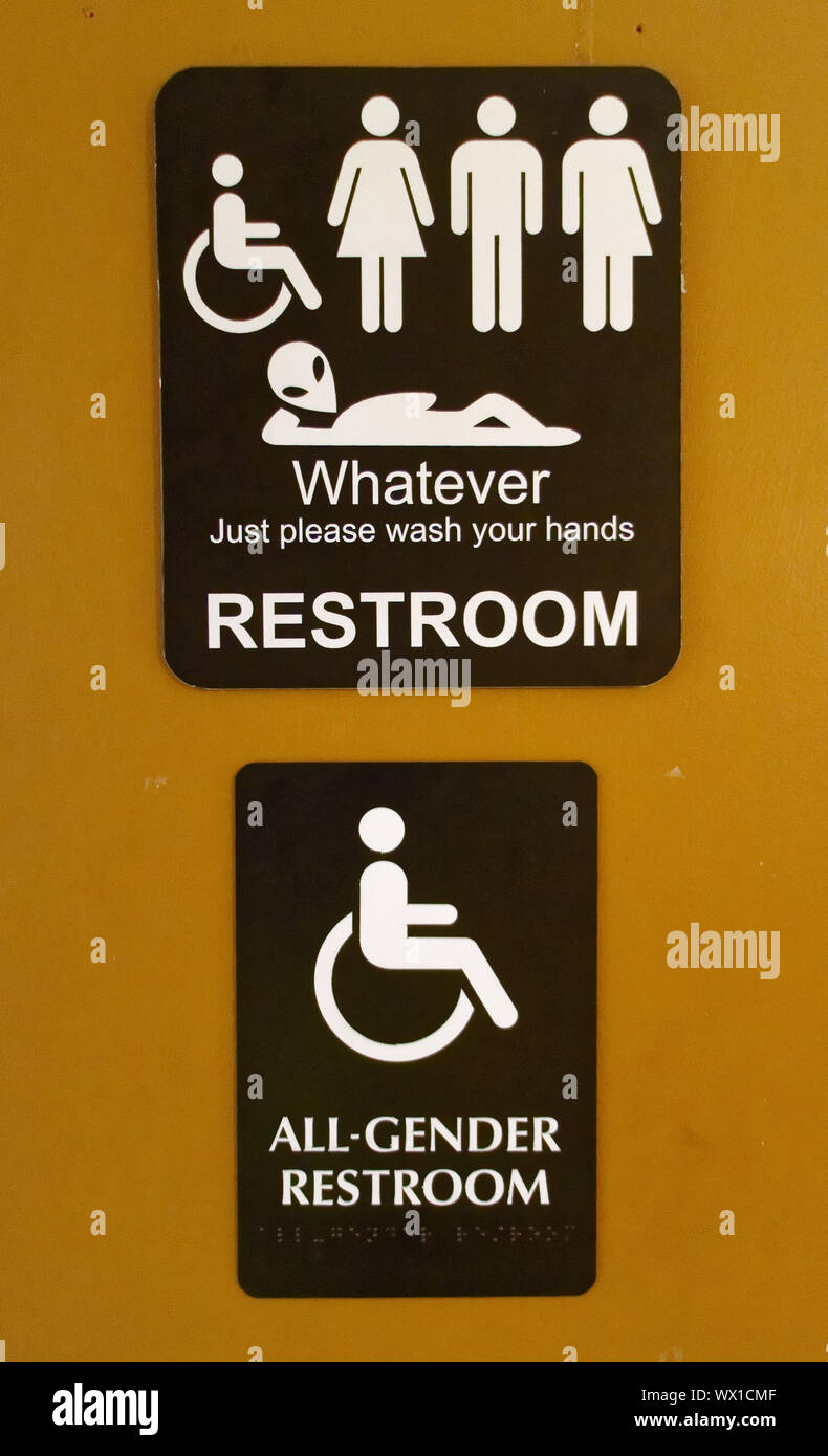 Ein Zeichen für eine alle Geschlechtsspezifischen Toiletten in Vermont in den USA Stockfoto