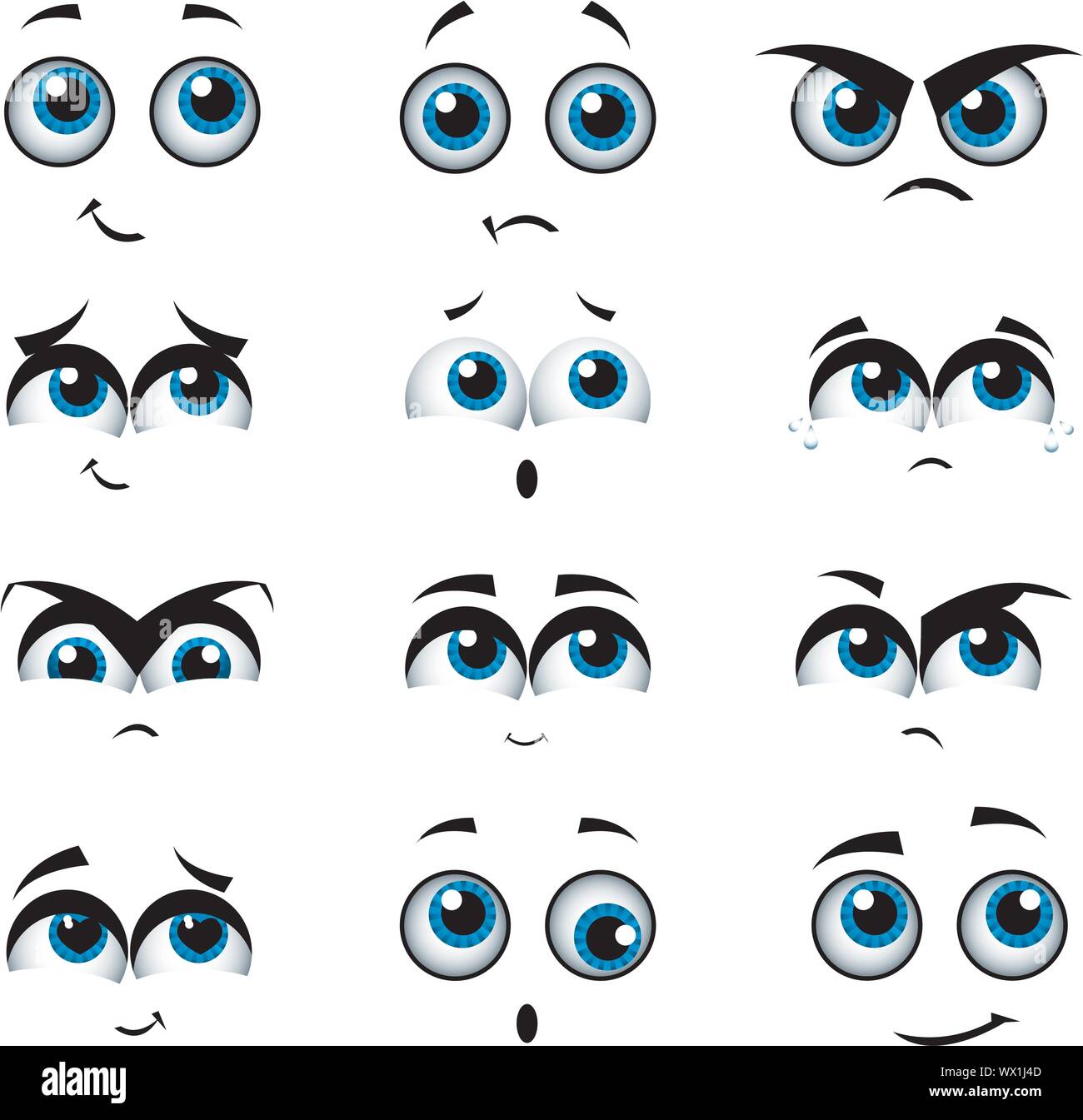 Cartoon Gesichter mit verschiedenen Ausdrucksformen Stock Vektor