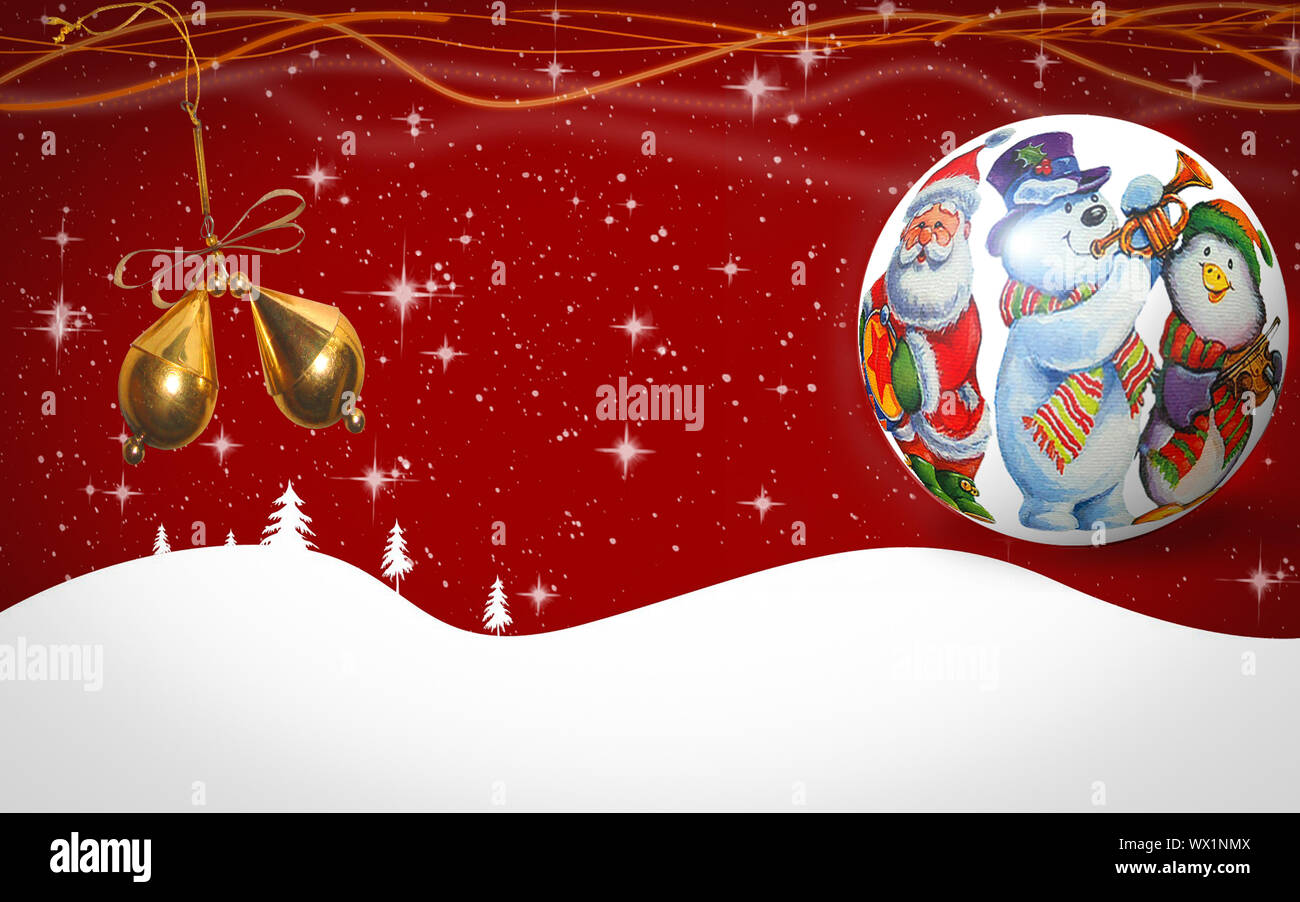 Weihnachten Grußkarte mit einem schönen Ball. Stockfoto