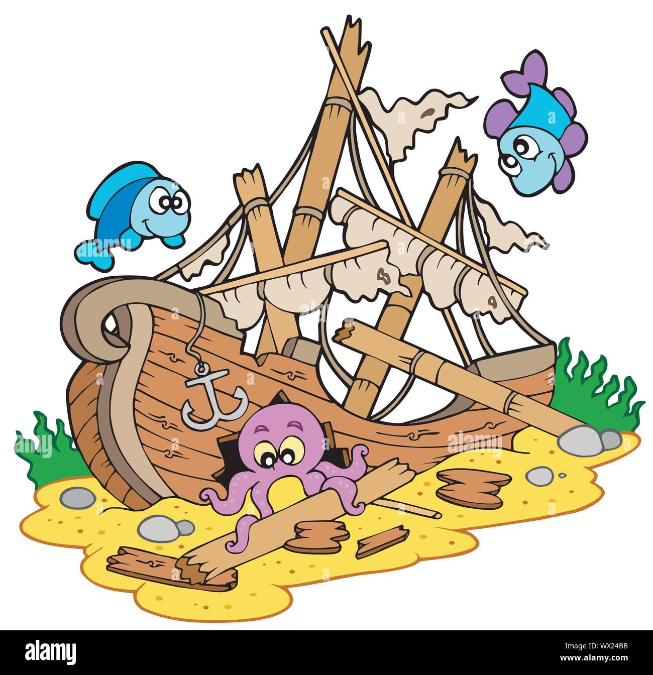 Schiffbruch in der Tiefsee Stock Vektor