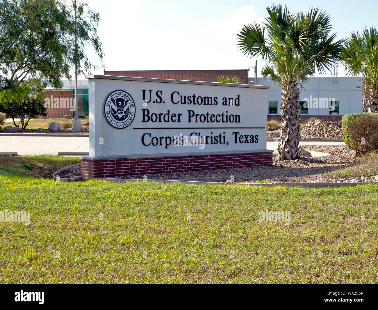 Us-amerikanischen Zoll- und Grenzschutzbehörden Zeichen auf dem Gelände des Corpus Christi, Texas USA. Stockfoto