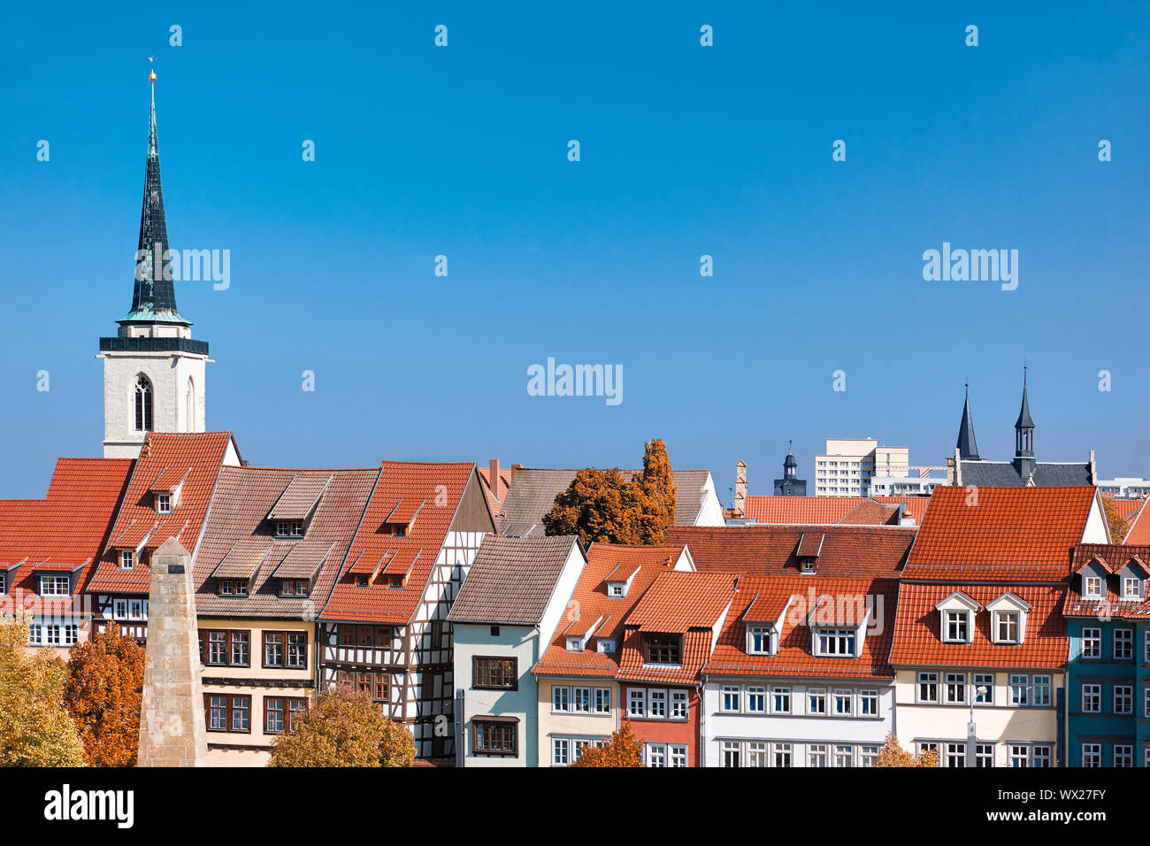 Blick auf die historische Altstadt von Erfurt, Deutschland Stockfoto