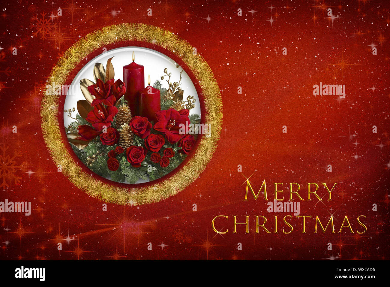 Frohe Weihnachten und guten Rutsch ins Neue Jahr Grußkarte. Stockfoto
