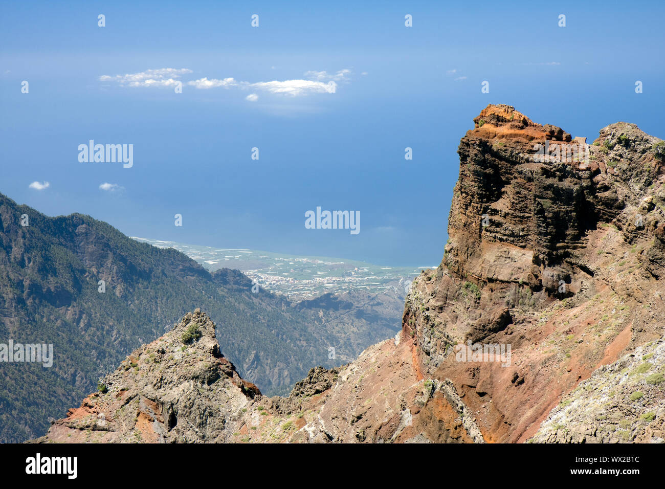 Blick vom höchsten Gipfel auf La Palma, Kanarische Inseln Stockfoto