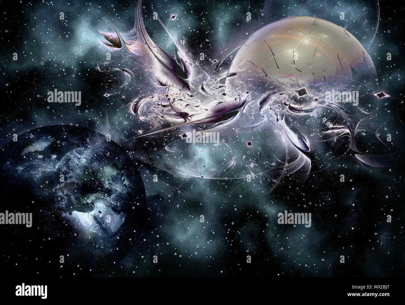 Abstrakte Darstellung der Planeten im Universum. Stockfoto
