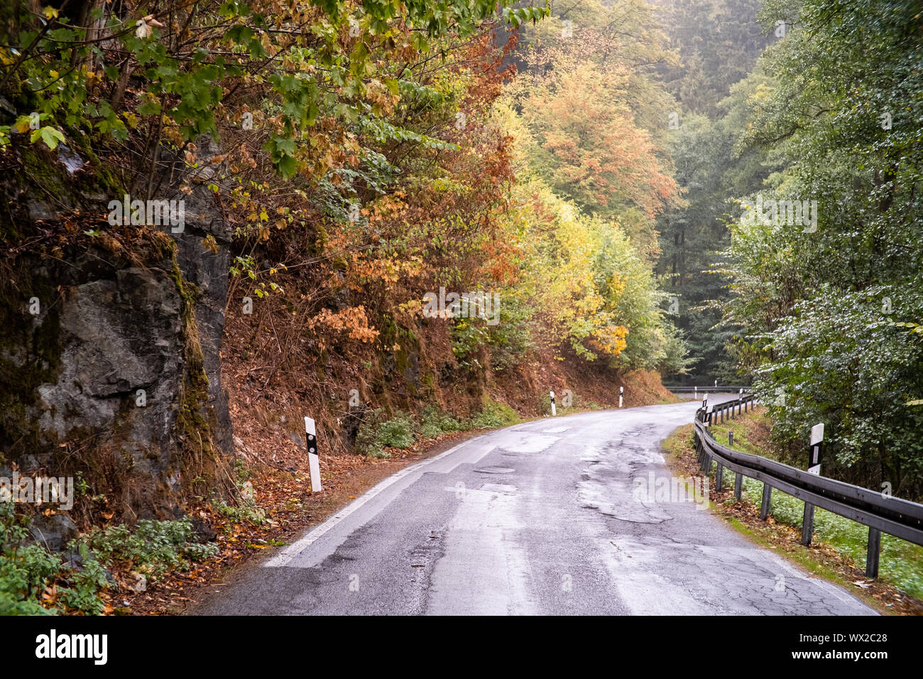 Herbst im Straßenverkehr verstärkte Achtung Stockfoto