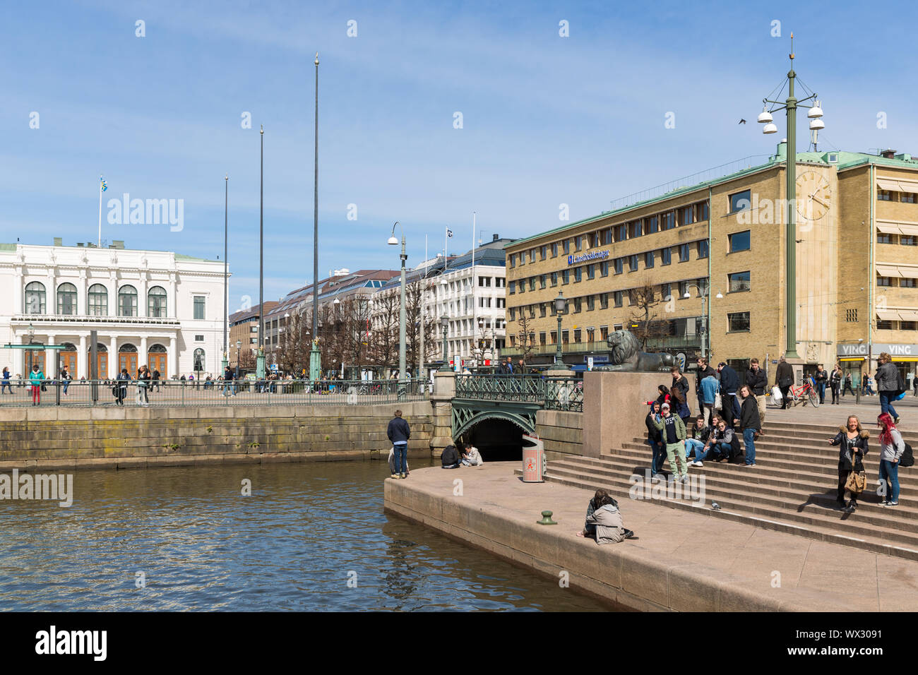Göteborg - 26.April: Ansicht der Gustof Adolf Platz nahe dem großen Hafen Kanal am 26. April 2013 in Göteborg, Schweden Stockfoto
