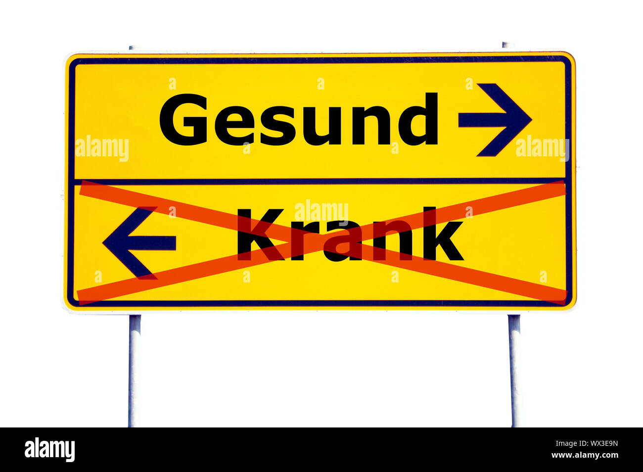 Gesund oder krank und Krankheit Konzept mit Schild Stockfotografie - Alamy