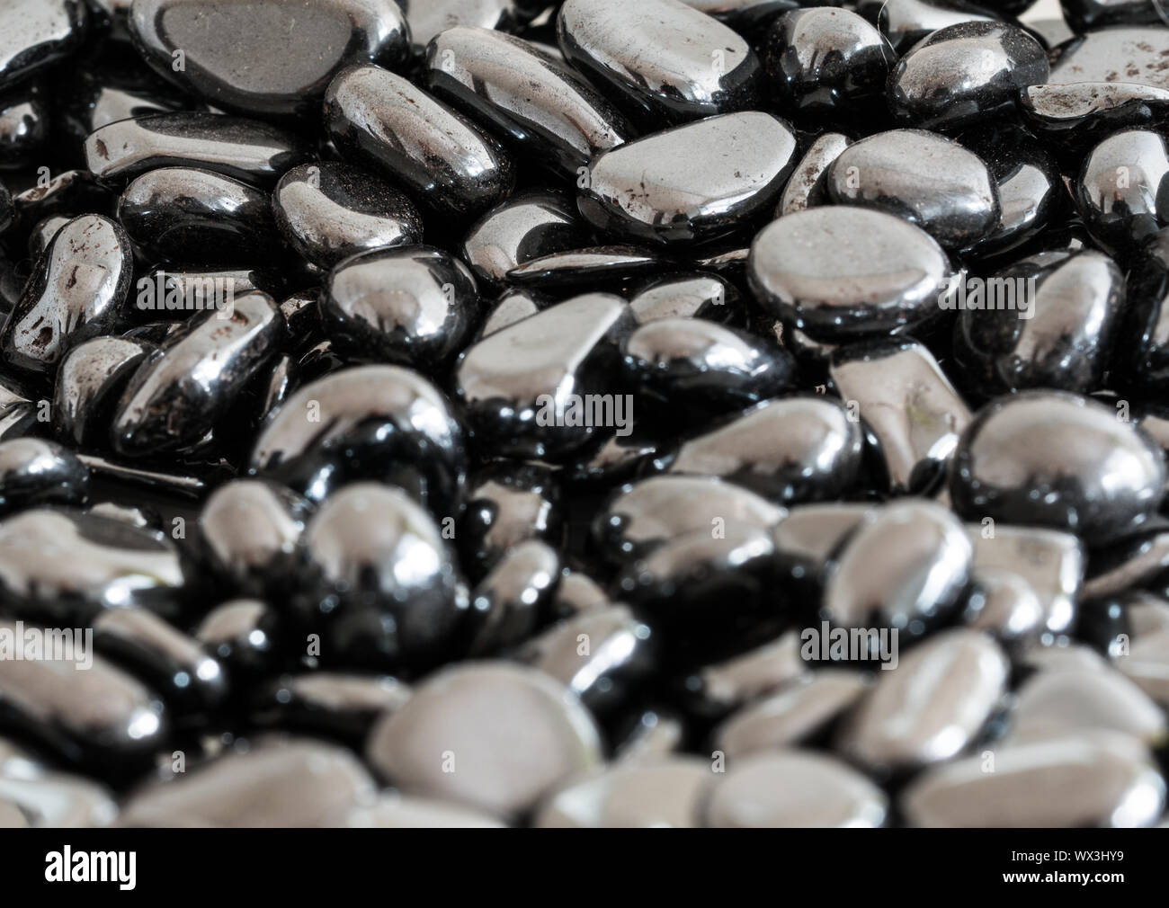 Hintergrund der Silber Hämatit nuggets von oxidierten Eisenerz Stockfoto