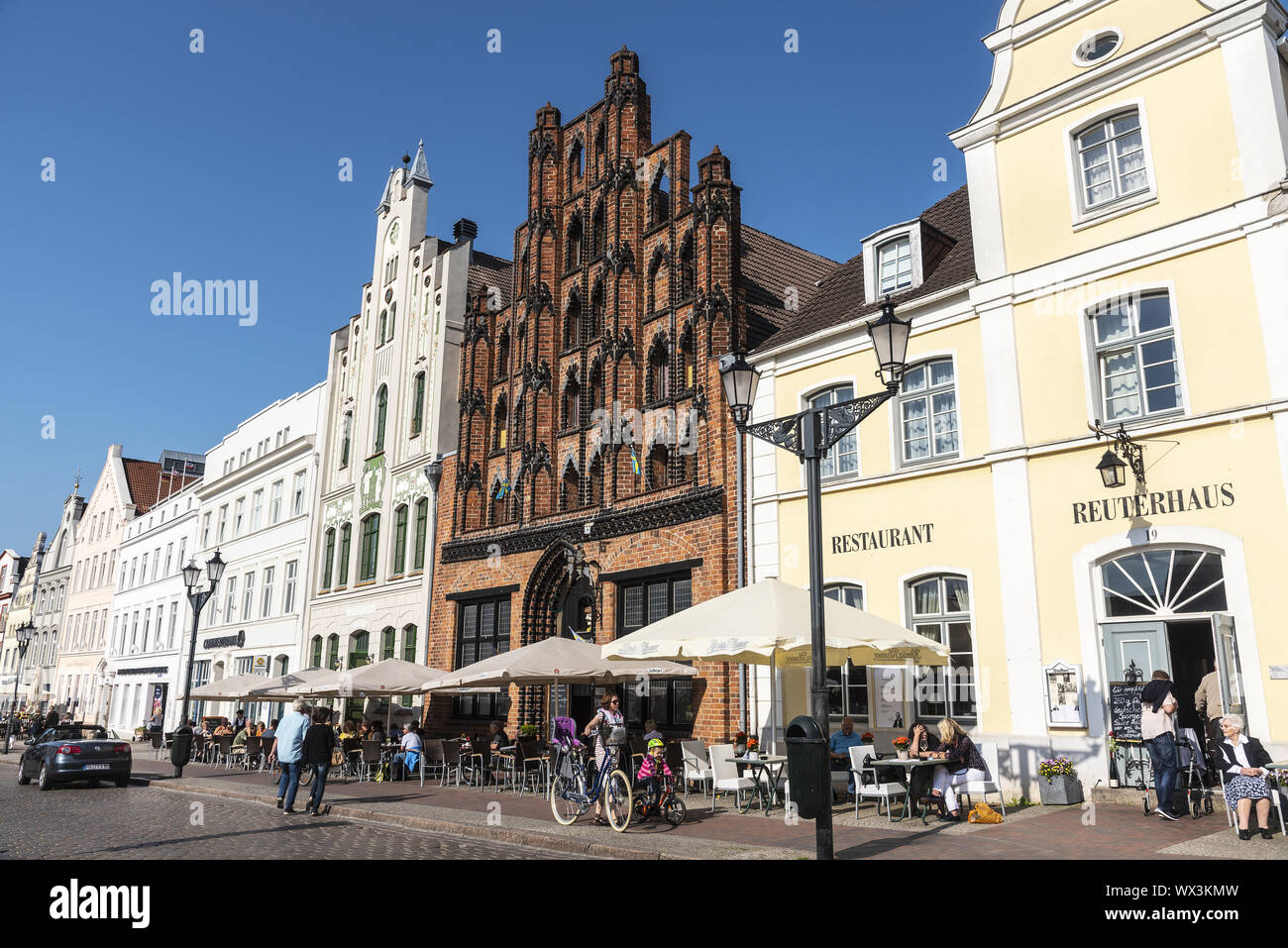 Historische Gebäude, Marktplatz, Wismar, Mecklenburg-Vorpommern, Deutschland, Europa Stockfoto