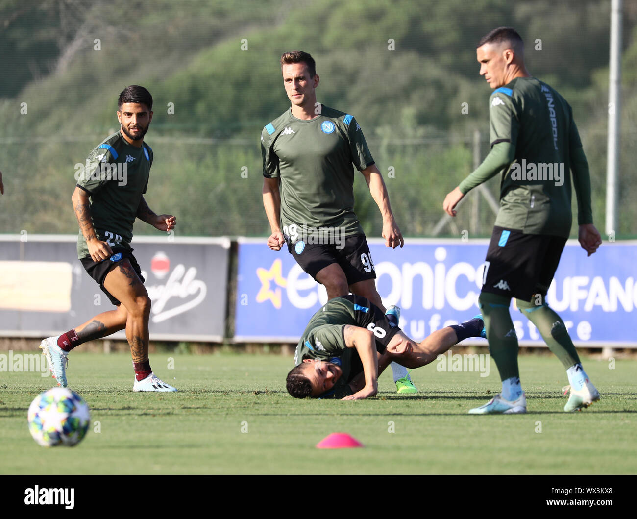 Neapel. Italien. 16 Sep, 2019. 16. September 2019; Castelvolturno Training Center SSC Napoli, Trainer Lorenzo Insigne Neapel Napoli Credit: Aktion Plus Sport Bilder/Alamy leben Nachrichten Stockfoto