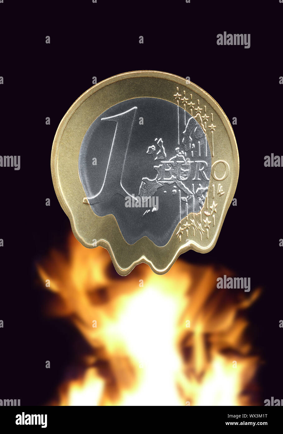 Euro schmelzen im Brandfall Stockfoto