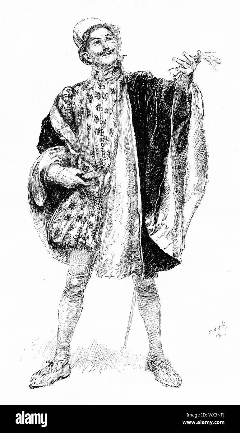 Gravur der Shakespeare Petruchio Charakter, von Der Widerspenstigen Zähmung. Von Harper's Magazine 1895 Stockfoto